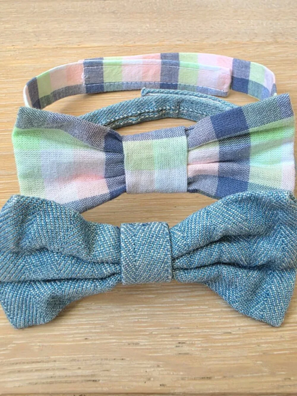 Set of 2 Nordstrom Boys Bowties Plaid & Denim Size 2T-3T